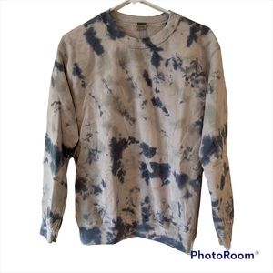 Bleach Tie Dye Gildan Sweatshirt Blue Grey Adult Small S Unisex Handmade
